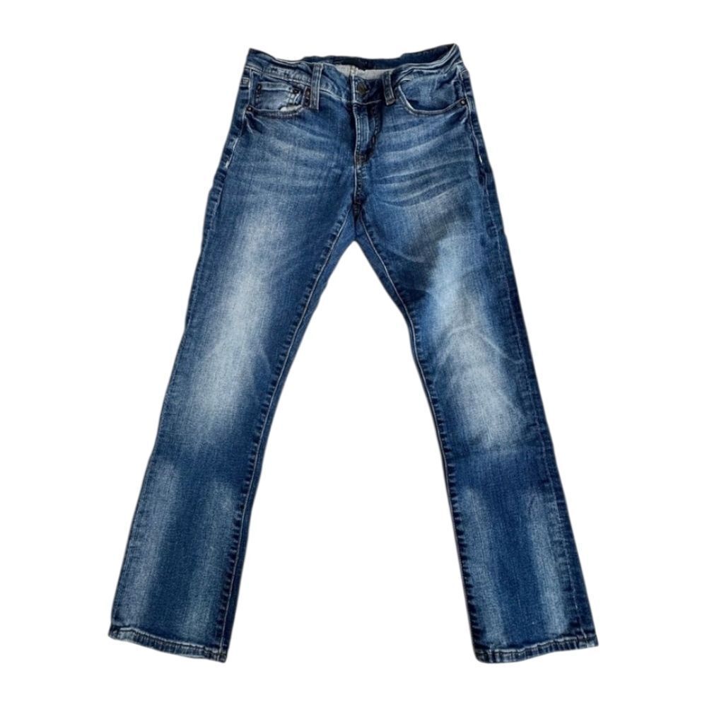 Aeropostale Men/Teen 27x30 Slim Straight Jeans Dark Blue Distressed Denim Boys L